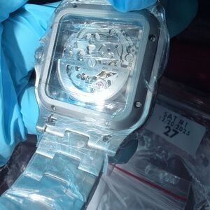 Skeleton watch Stainless steel moissanite watch